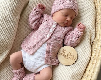 A "Windsor” 4 Piece Set Knitting pattern for Reborn doll 16-22” or 0-3 Month Old Baby