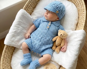 A "Lotus” Romper Knitting pattern for Reborn doll 16 -22” or 0-3 Mth Old Baby