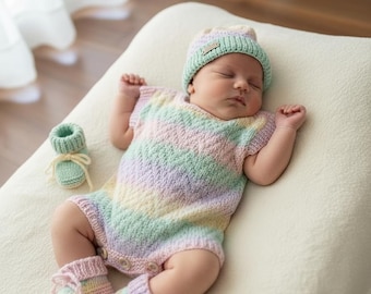 A "Neptune” Romper Knitting pattern for Reborn doll 16 -22” or 0-3 Month Old Baby