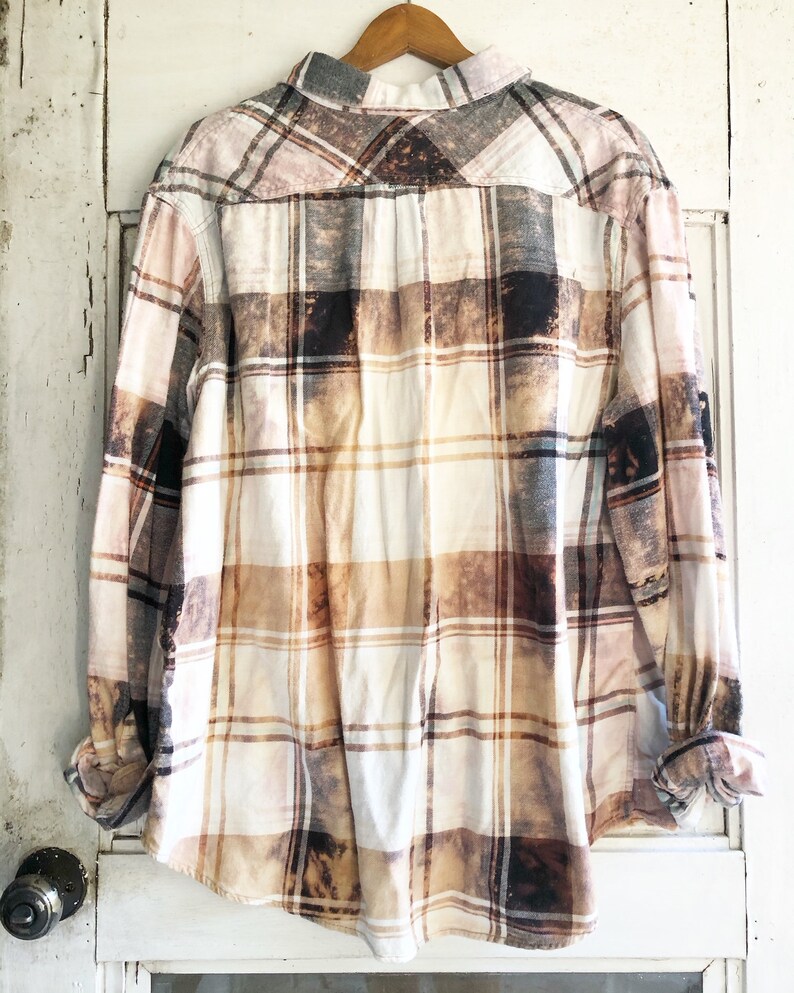 BM Bleached Flannel SIZE 2XL Vintage Washed /& Distressed Flannel Fall Flannel