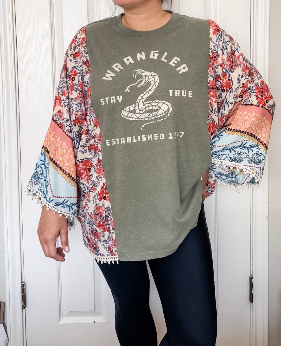 Upcycled Poncho Style Rock & Roll TShirt