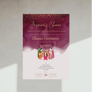 Invitación DIGITAL para Chunni / EDITABLE / Chunni punjabi / Invitaciones previas a la boda / Autoeditable / Bodas sikh