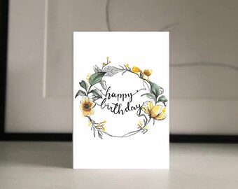 carte d'anniversaire florale | Carte A6 aquarelle