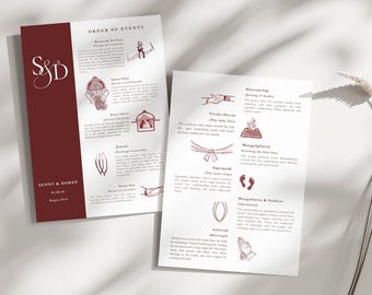 Hindu Wedding Programs | A5 Double Sided, Editable Template (Digital Download)