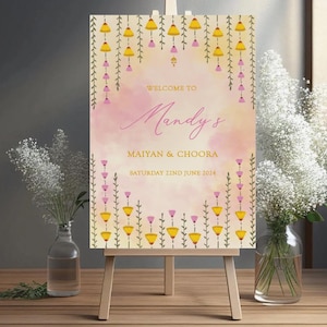 Welcome Sign | Sangeet Wedding Sign | Digital | Anand Karaj, Maiyan, Mehndi, Chunni Ceremony, Jago, Choora, Sangeet | Digital