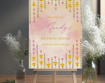 Panneau de bienvenue sikh Sangeet | Décoration de mariage indienne (numérique)