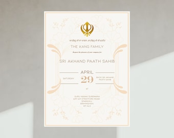 Invitation Sukhmani Sahib | Carte modifiable Sikh Paath (numérique)