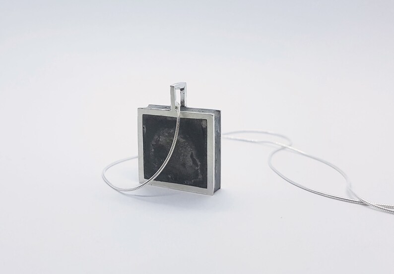 Large Modern Necklace Unique Necklace Big Chunky Geometric Necklace Unusual Jewelry Silver Industrial Necklace Woman Concrete Jewelry