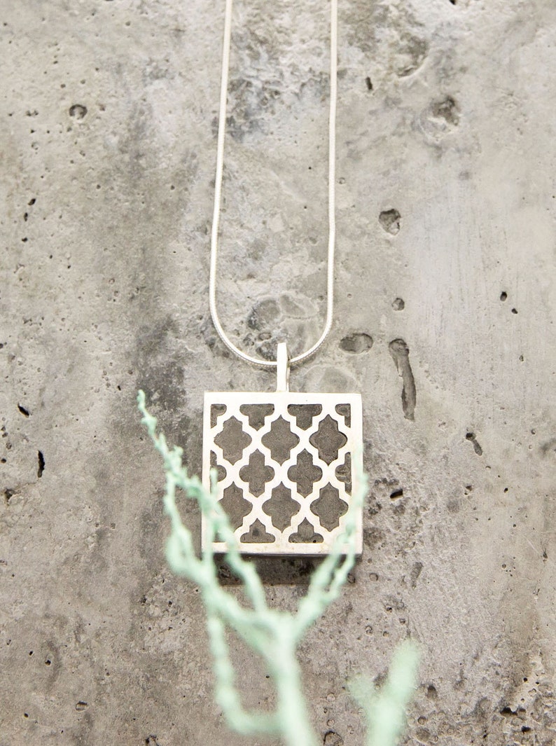 Large Modern Necklace Unique Necklace Big Chunky Geometric Necklace Unusual Jewelry Silver Industrial Necklace Woman Concrete Jewelry