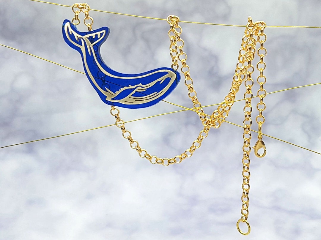 Blue Whale Necklace Blue Acrylic Necklace Animal Necklaces Etsy