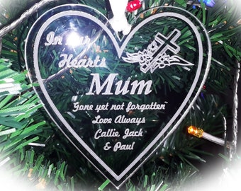 Personalised In Memory Christmas Tree Bauble / Tree Decoration Ornament / Keepsake / Mum / Dad / Loved Ones in Clear