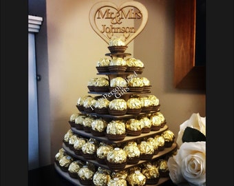 Personalised Ferrero Rocher Heart Wedding Display Stand Centrepiece Tower