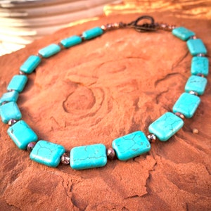 Turquoise Howlite and Swarovsky Necklace