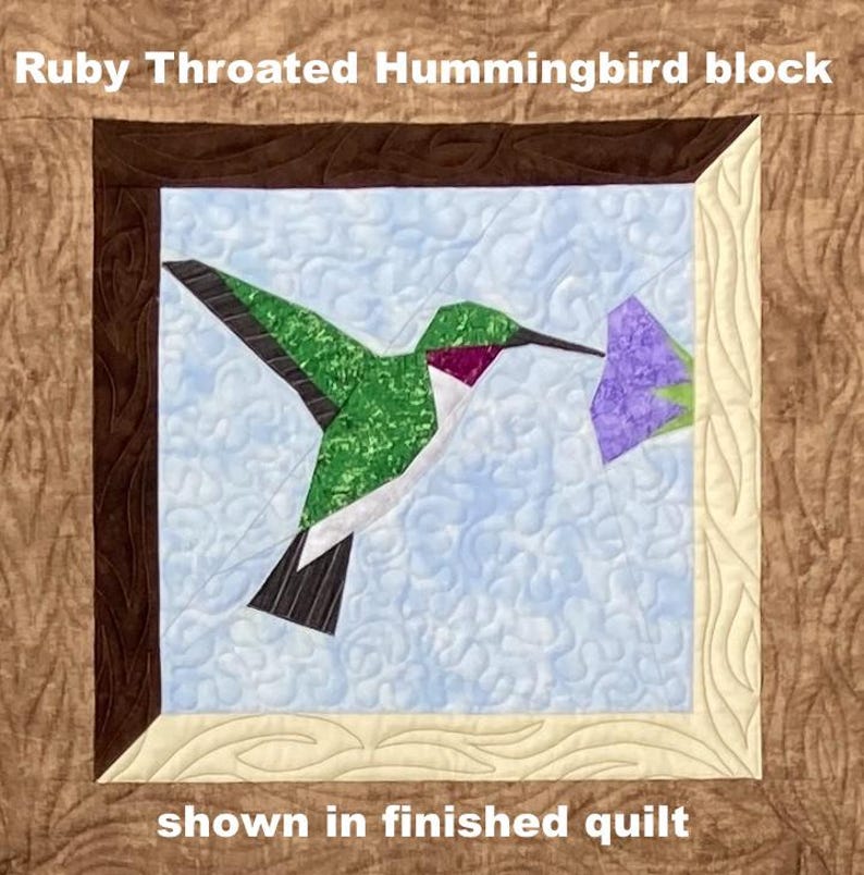 Ruby Throated Hummingbird DIGITAL Quilt Block Pattern - Etsy