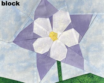 Colorado Blue Columbine DIGITAL quilt block pattern