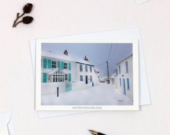 Cornish Christmas Card | White Washed Cottages | Porthleven, Cornwall |