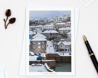 Cornish Christmas Card | Salt Cellar Sledging | Porthleven, Cornwall |