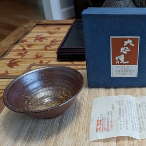 Japanese Tea Bowl - Chawan Bowl - Otani-ware - Made in Japan Vintage Tea Bowl  - Matcha Bowl Earth Tone Colors -Original Paper Box Included