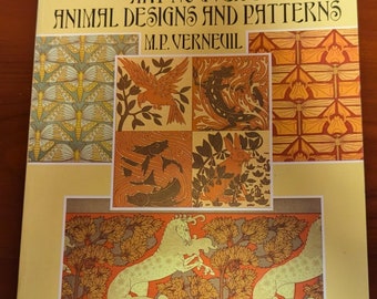 Animal Designs - Art Nouveau Animal Designs and Patterns, by M P Verneuil, 60 plates in color, Dover Pub, 1992, Excellent Condition