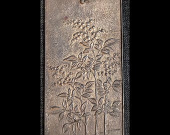 Antiker japanischer Kagami - Bronze Antiker Handspiegel - Kleiner Tragbarer Spiegel - Meiji oder Taishō Periode 1868-1926 signiert - Getragen im Kimono