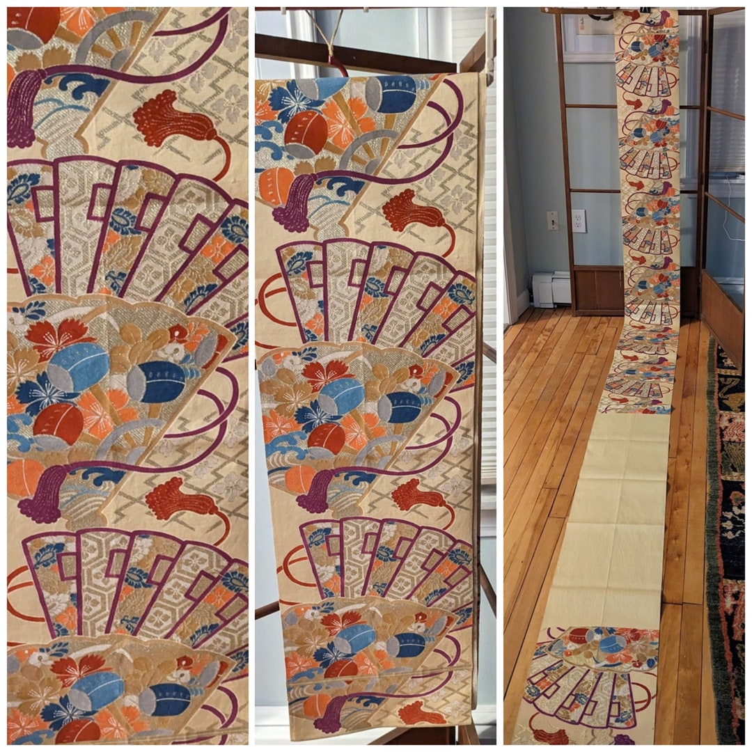 Japanese Silk Obi Obi Table Runner Obi Wall Art Embroidered Hassun