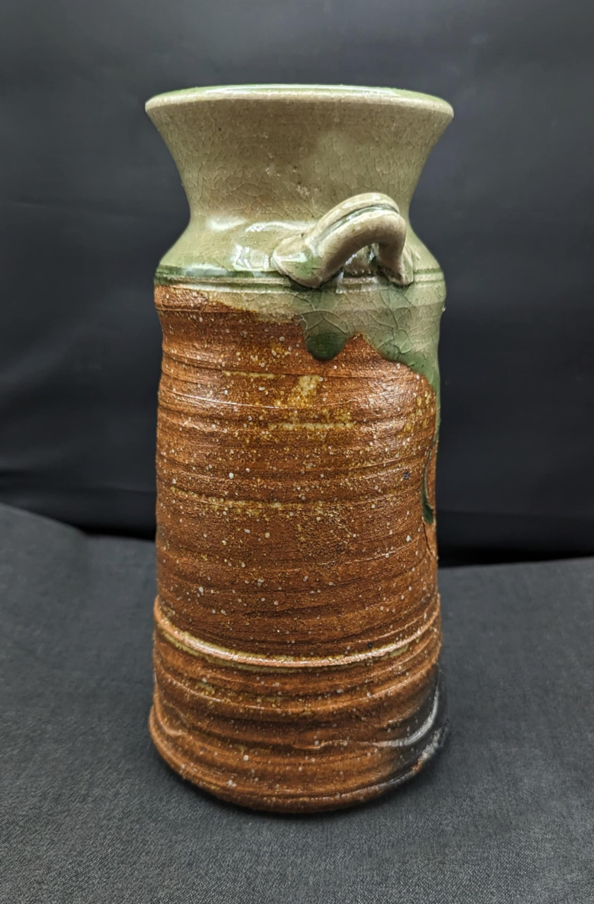 Handmade Japanese Flower Vase - Iga Ware Includes Original Wooden