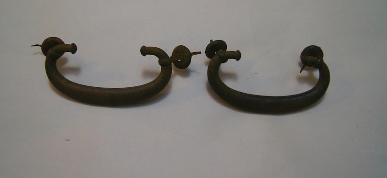 Set of 2 Handmade Large Antique Japanese Tansu Warabi Handles from Meiji period 1868-1912