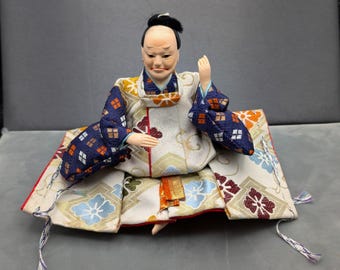 Vintage Hina Doll: Silk Kimono Hinamatsuri Girls' Day Figurine