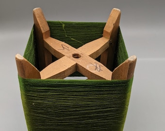 Wooden Spool - Japanese Vintage with Original Silk - Crafts Spool Sewing Spool Sewing Decor - From Shōwa period - Late 1980s or Early 1990s