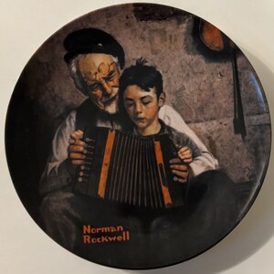 3 Collector Plates. Norman Rockwell Dreaming in the Attic and Music Maker Both by Knowles and Little Jack Horner by Reco Free Shipping