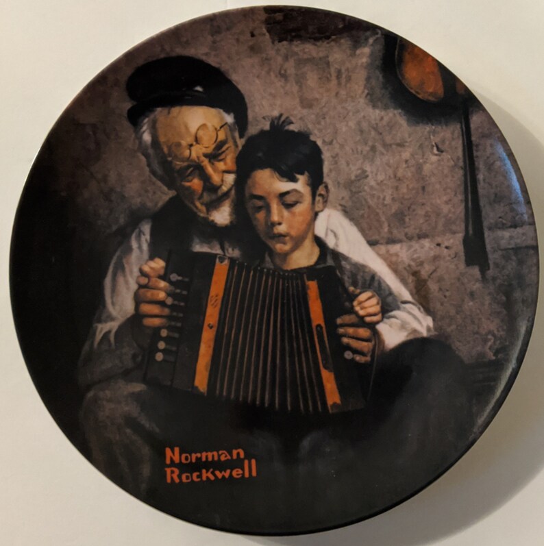3 Collector Plates. Norman Rockwell Dreaming in the Attic and Music Maker Both by Knowles and Little Jack Horner by Reco Free Shipping