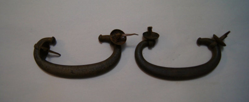 Set of 2 Handmade Large Antique Japanese Tansu Warabi Handles from Meiji period 1868-1912