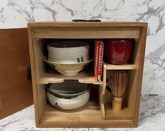 Set per la cerimonia del tè giapponese - Set vintage da 12 pezzi, inclusi accessori per il matcha, scatola di legno originale, 3 tipi di ciotole da tè, 2 natsume laccati