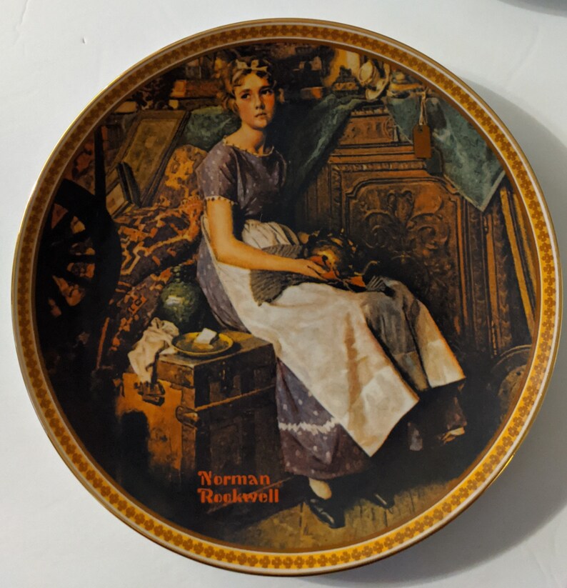 3 Collector Plates. Norman Rockwell Dreaming in the Attic and Music Maker Both by Knowles and Little Jack Horner by Reco Free Shipping