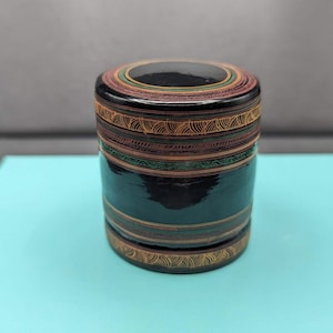 Vintage Japanese Tea Container - Lacquered Wood - Tea Utensil - Japanese Cylinder Tea Caddy - Chazutsu Tea Container