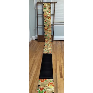 Vintage Japanese Silk  Brocade Obi - Fukuro Kimono Obi -  Floral Pattern in the Seigaia Style -  Wall Hanging, or Wall Decor Silk Obi