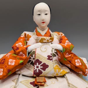 Japanese Vintage Hina Doll - Collectible Figurine - Traditional Silk Kimono Hinamatsuri Doll - Girls Day Doll -  Handmade - Very Colorful
