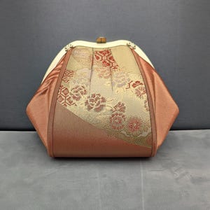Japanese Silk Kimono, Small Clutch Purse, Embroidered Flower Theme, Saga Nishiki Style,   Vintage