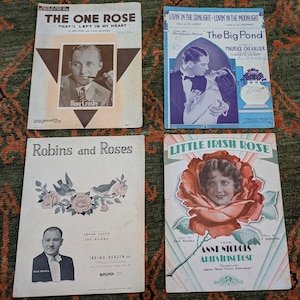Lot of 4 Vintage Sheet Music - 1927-1936 - 9.5 x 12 - Great Visual Appeal for Framing the Cover - Good Condition - Free Shipping