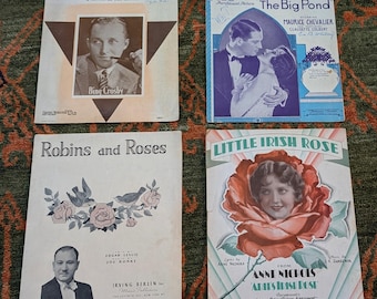 Lot of 4 Vintage Sheet Music - 1927-1936 - 9.5 x 12 - Great Visual Appeal for Framing the Cover - Good Condition - Free Shipping