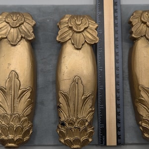 Reclaimed Hand Carved Wooden Temple Part - Flower Theme From Old Temple or Butsudan Vintage - Gold Gilded - 3 Pieces