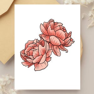 Blush-Colored Rose Floral Blank Greeting Card