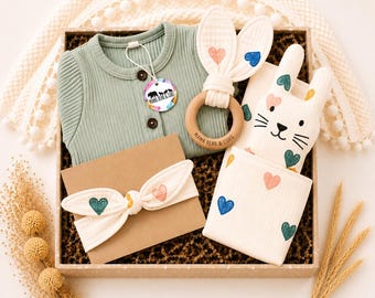 Baby Gift Box for Newborns, Baby Shower Gift, Bunny Comforter Set, New Mum Gift, Baby Girl Hamper
