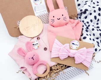 Regalo de niña / Nuevo regalo de bebé / Regalo de recién nacido / Regalo de baby shower / Nueva niña / Diadema de niña / Traje de recién nacido / Conjunto de regalo rosa