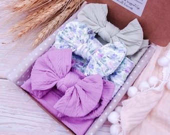 Soft Baby Headbands & Bows | Baby Girl Gift | Newborn Headbands Stretchy Cable Knit Bow | Baby Shower Gift | Hairwrap Hairbow | Bow Bundle