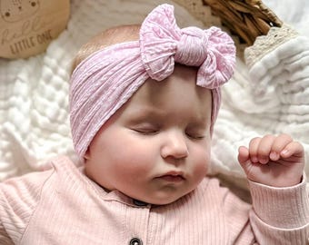 Baby Girl Bow Headband | Soft Stretchy Nylon Headband | Newborn to Toddler Hair Accessory