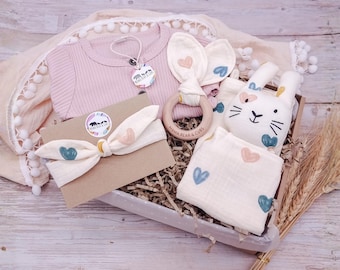 Baby Girl Gift Set | Newborn Gift Hamper | Baby Girl Sleepsuit Babygrow | Baby Shower Gift | Bunny Comforter Blanket | New Baby Girl Gift