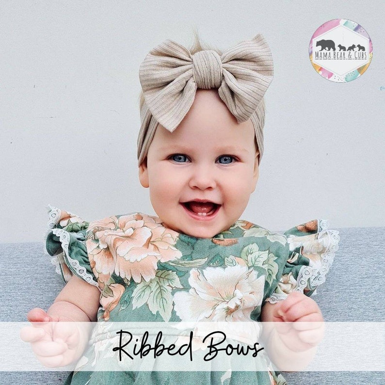 Soft Baby Headbands & Baby Bows Baby Ribbed Headband Baby Cable Knit Headbands Baby Girl Gift Baby Shower Gift New Baby Gift image 3