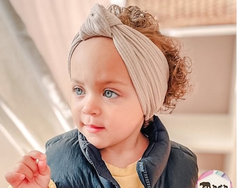 Diadema con nudo acanalado para bebé / Diadema con lazo para bebé / Diadema con lazo para niña / Regalo para baby shower / Lazo con nudo superior para bebé / Regalo para niña / Regalo para recién nacido