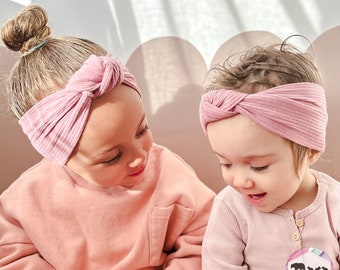 Diadema con nudo acanalado para bebé / Diadema con lazo para recién nacidos y niños pequeños